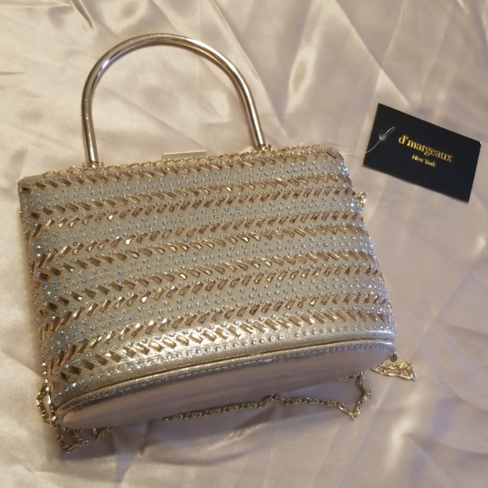 New d'margeaux  gold and rhinestone purse